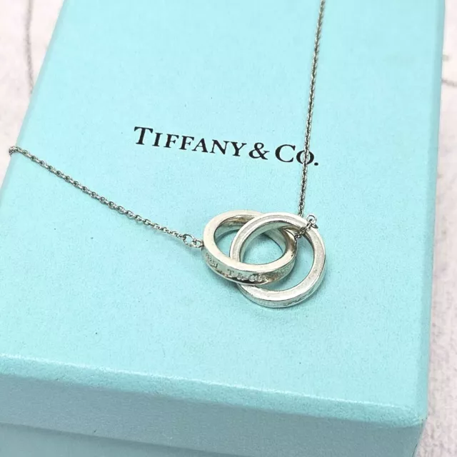 Tiffany & Co. Genuine 1837 Double Interlocking Circles Silver Necklace Pendant