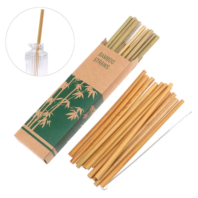 1/12pcs Bamboo Drinking Straws Eco-Friendly Party Kitchen With Clean Bru ZF