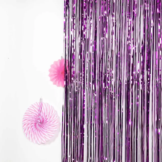 PURPLE Sparkling Metallic FOIL CURTAIN 3 ft x 8 ft Party Wedding Decoration 3