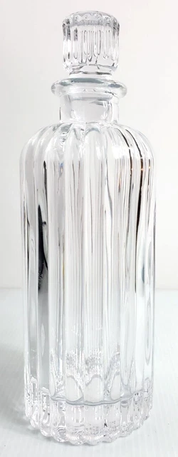 Nice Clear 10 oz. glass ribbed/fluted Round Bottle with ground stopper
