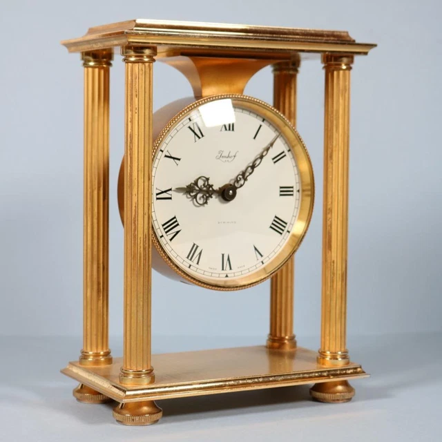RARE IMHOF TWO train STRIKING MANTEL CLOCK heavy gilt bronze portico ...