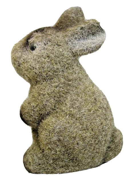 Vintage Brown Flocked Bunny Rabbit Brown Eyes Easter 4" Tall SSCO Hong Kong