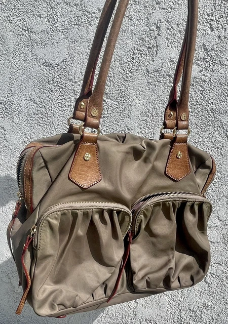MZ Wallace Clara Brown Shoulder Multi-Pocket Cross Body Travel Shoulder Bag