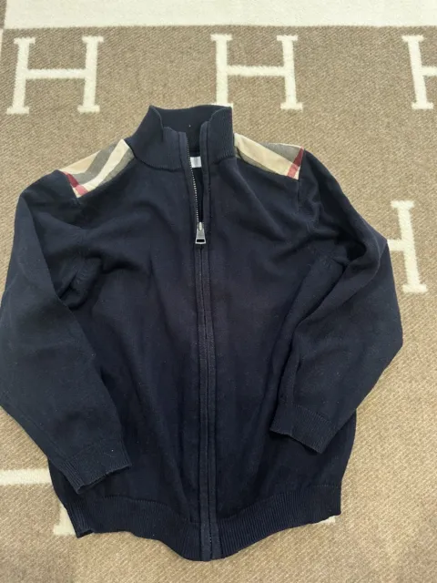 Authentic Burberry Toddler Boys Zipped Knit Jacket Size 4 Years Navy RRP $450