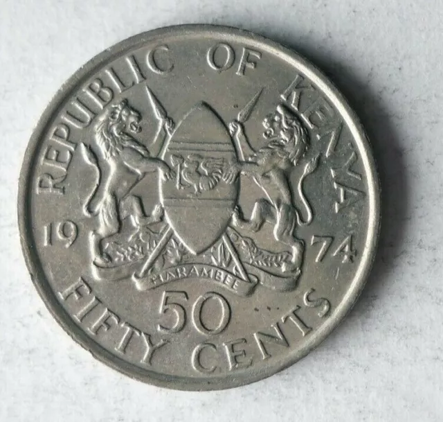 1974 Kenya 50 CENTS - High Quality Coin Kenya Bin #1