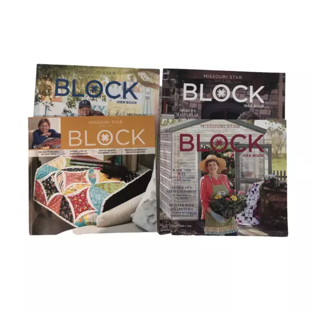 4 Missouri Star Quilt Co BLOCK Magazine 2021 Vol 8 Números 1-3 y Libro de Ideas de Otoño