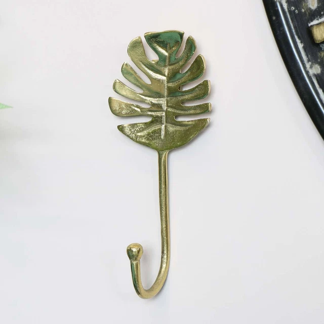 Oro Monstera Hoja Gancho de Pared Almacenaje Bohemio Selva Botánica Planta Baño