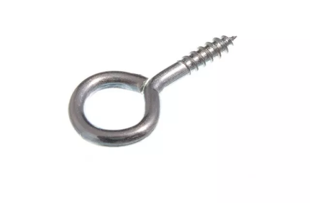 NEW SCREW IN EYES 25MM X 4 ( 2.2MM dia. ) BZP BRIGHT ZINC PLATED STEEL ( QTY 200