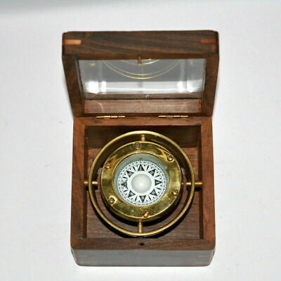vintage Antique brass compass 4" ship's gimbal compass nautical decor best gift