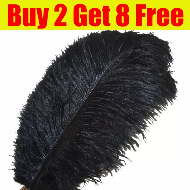 Large Ostrich Feathers Bulk-Making Kit Long Feathers for Wedding Party Black UK