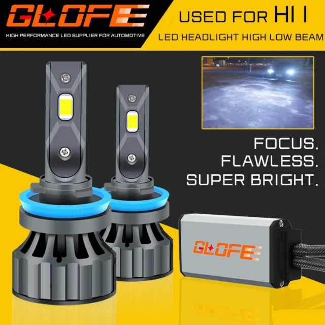 2x GLOFE H11 H9 H8 LED Headlight Bulb Kit Low Beam Fog Light 60W White 11000LM