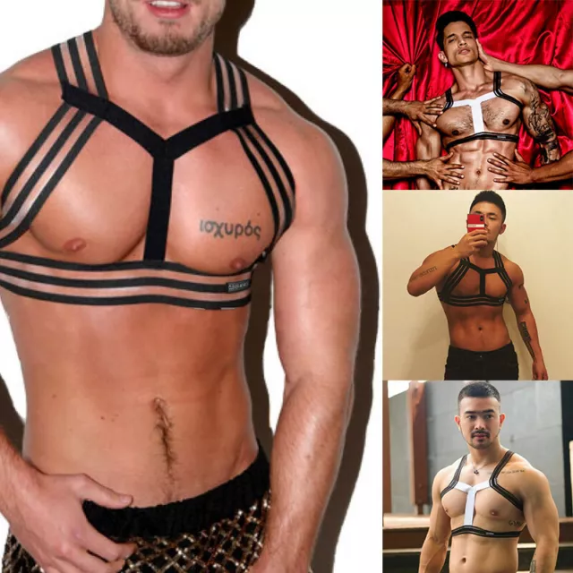 Fancy Men's Restrain Chest Harness Elastic Body Sexy Club Wear Costume Hot B770