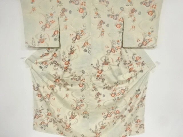 42792# Japanese Kimono / Antique Kimono / Woven Stream & Flowers