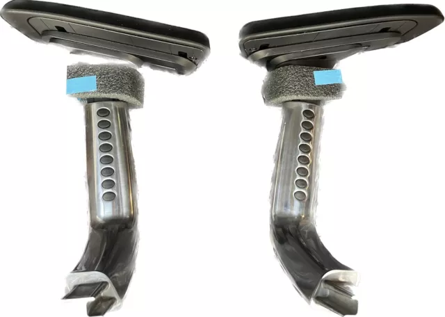 Haworth Zody Arm Replacement Black 4D Adjustable Arms Polished Aluminum