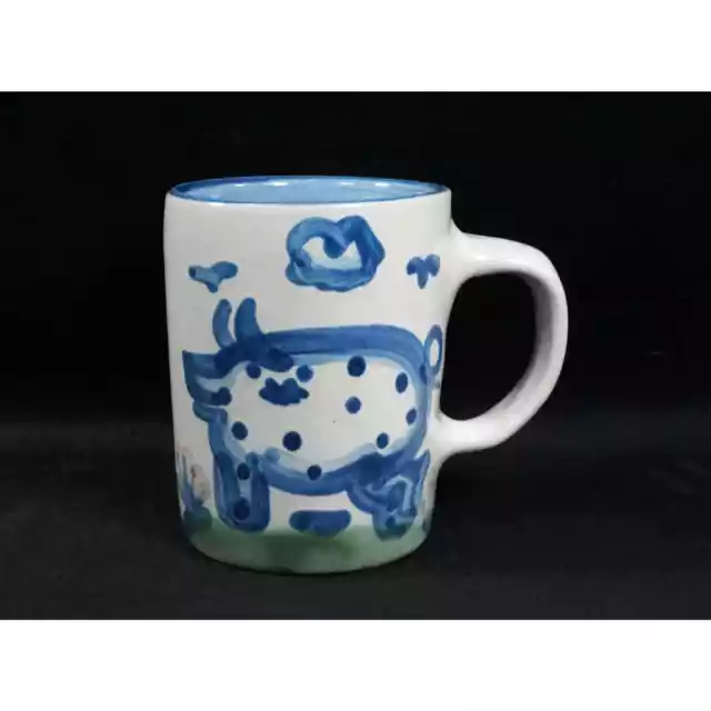 M. A. Hadley Pottery Stoneware Coffee Cup / Mug PIG, The End Design 4" Tall