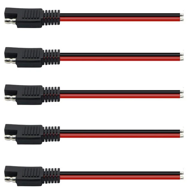 Lot De 5 Câbles Chargeur SAE 12V 14AWG - 15/30cm, Pour DIY, Batterie, Alimentation