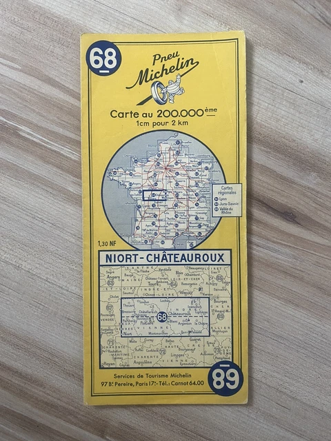 ANCIENNE CARTE MICHELIN n° 68 NIORT-CHATEAUROUX Map Kaart Karte Ed 1930