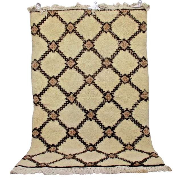 Moroccan Rug Vintage Handmade Azilal Rug Wool Berber Tribal Kilim Area Carpet