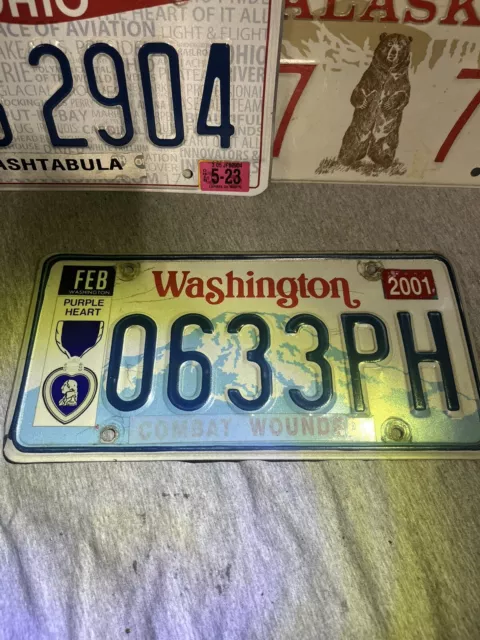 Washington Combat Wounded Purple Heart  license plate   #  0633PH EXPIRED TAGS