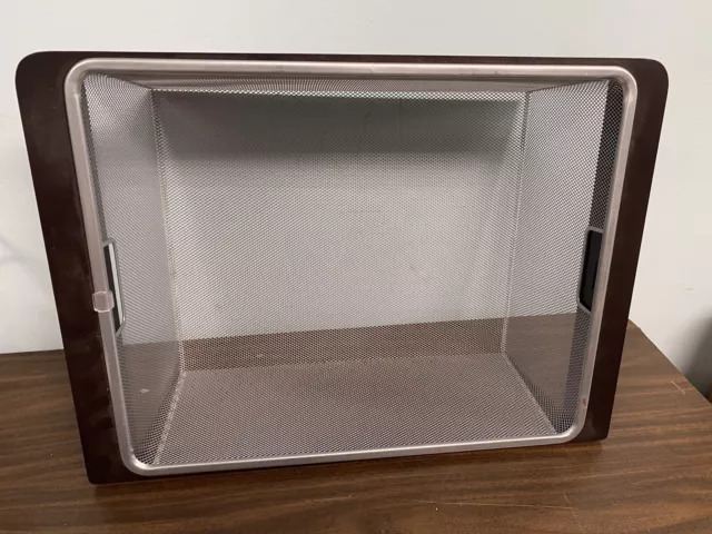 ELFA Closet System Mesh Silver  Runner  Drawer Bin W/ Walnut Frame 20.75”x16”x7D