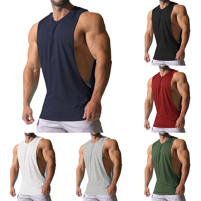 T-shirt tinta unita scollo rotondo serbatoio t-shirt top bodybuilding gilet gratuito