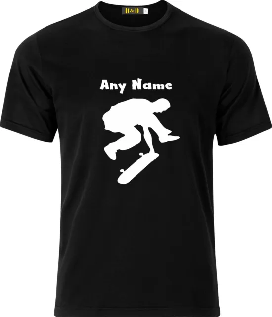 Personalised Skateboard Ride Silhouet Funny Birthday Xmas Gift  Cotton T Shirt