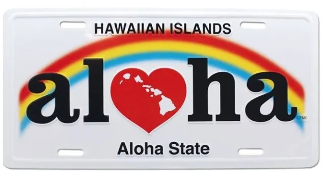 Hawaiian Aloha State Novelty License Plate Hawaii Rainbow Island Decor Tiki Bar