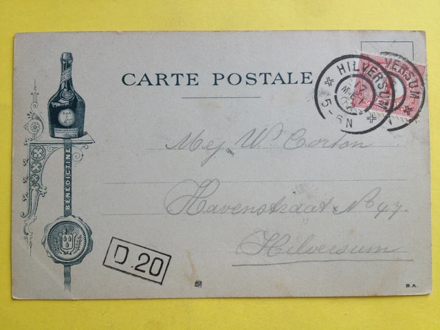 cpa ENGRAVING EAU FORTE DRAWING seal HILVERSUM in 1902 FECAMP LA BENEDICTINE 2