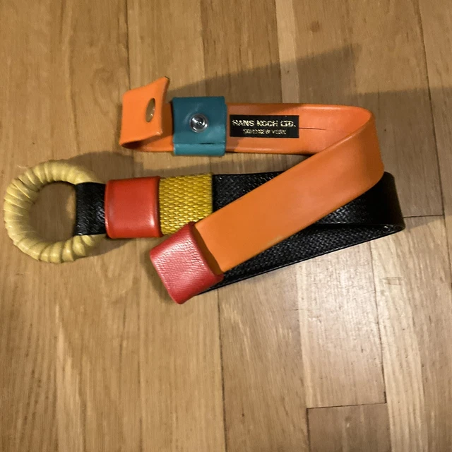 Hans Koch Ltd Red Leather Belt Vintage Minimalist Adjustable Colorblock Retro Hans koch ltd purse - Gem main image 3