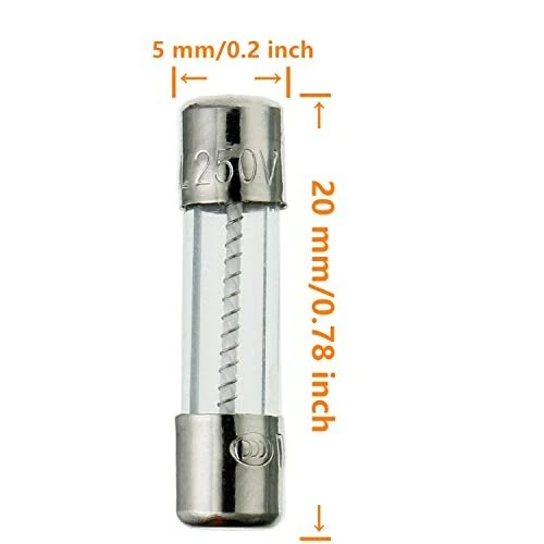 HUAREW T10AL250V 20 pièces 5x20mm fusible en verre à fusion lente 10A 250V 0.2 x 2