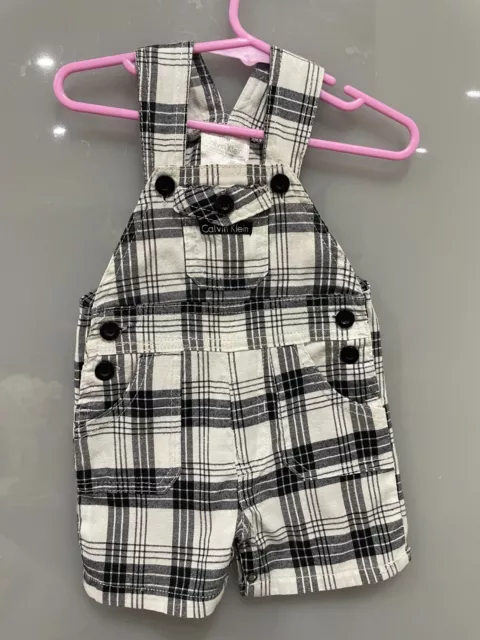 CALVIN KLEIN - Baby Boy Short Overalls (Blk/White Check) - Size 0-3 Month - EUC