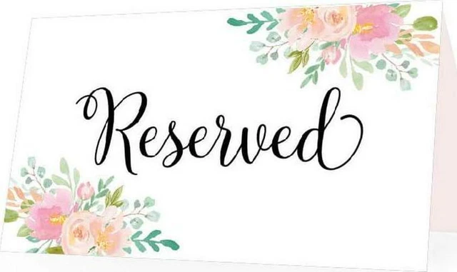 25 Pink Floral VIP Reserved Sign Tent Place Cards for Table at Restaurant, Board