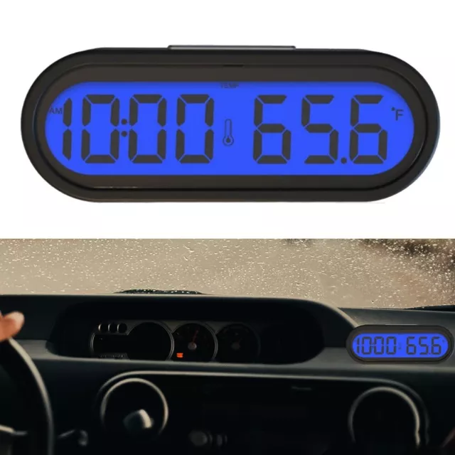 Thermomètre d'horloge de voiture numérique LCD 2 en 1 avec fonctionnalité the