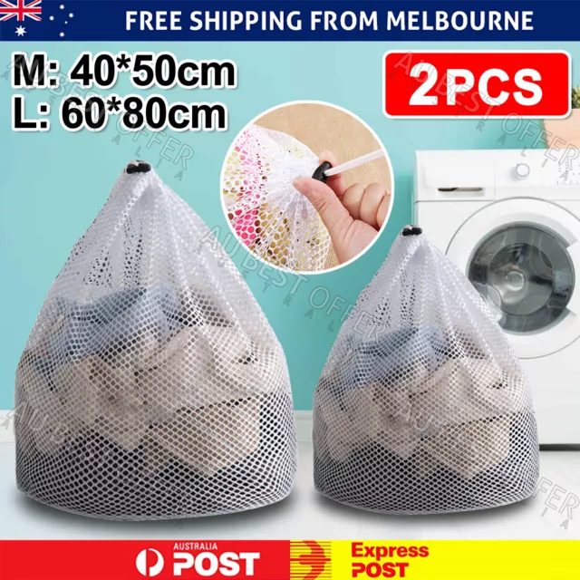 2PCS Delicates Wash Bag Laundry Lingerie Bra Washing Pack Set Clothes Case AUS