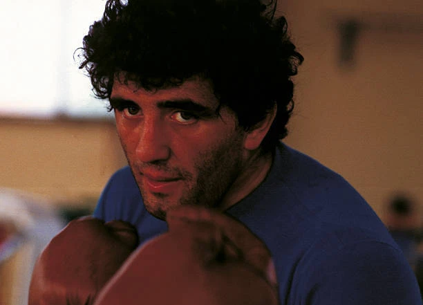 ITALIAN BOXER FRANCESCO Damiani posing during a training at Lo 1984