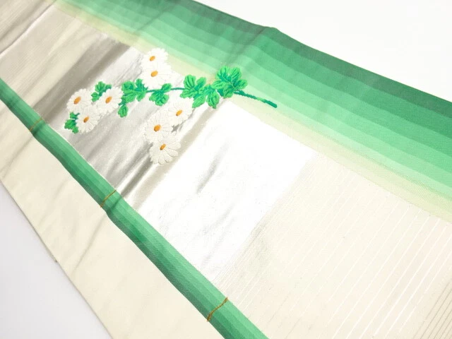 43248# Japanese Kimono / Vintage Hiraki Nagoya Obi / Woven Kiku