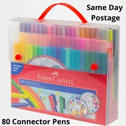 Faber-Castell 80 Connector Pens Texters Pack Colouring Drawing Kids School Set