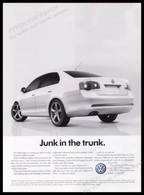 Volkswagen Jetta Car 2000s Print Advertisement Ad 2007 "Junk in the trunk"