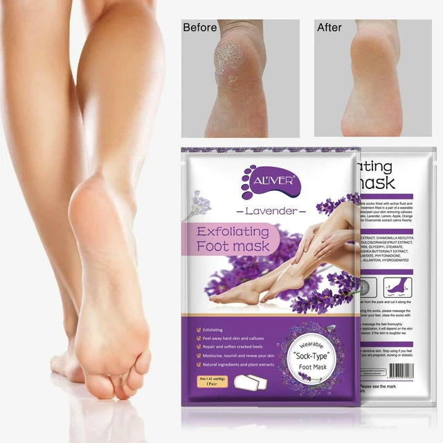 Masque Pieds Dissolvant Callosités Pédicure Exfoliant Peeling pour Pieds Lavande