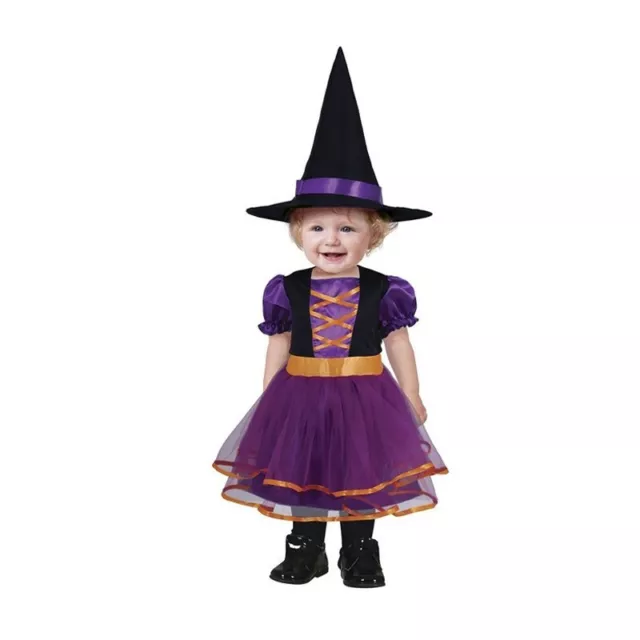 Costume Streghetta Halloween Carnevale Bambina Vestito Strega Neonata Abito