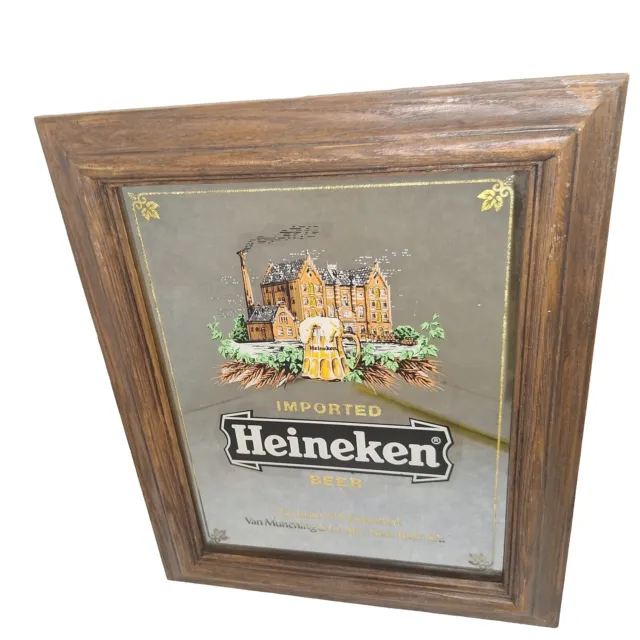 Heineken Imported Beer  Mirror 19X15 Glass Bar Wall Sign Since 1592 Holland Beer