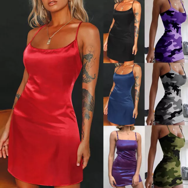 Women Strappy Mini Dress Ladies Sexy Clubwear Sleeveless Summer Party Bodycon