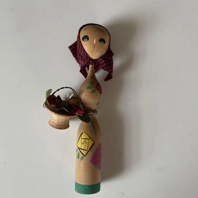Showa vintage kokeshi doll 13cm 5 inch lady retro wooden craft