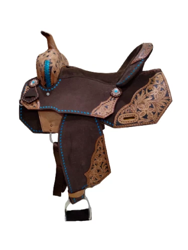 Selle en cuir premium Western rose-marron Trail Horse pour course de