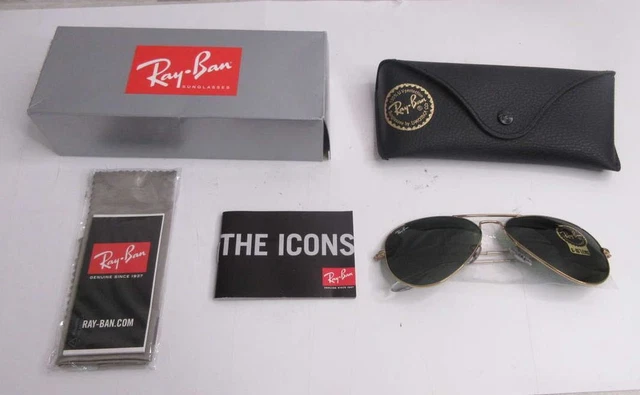 Ray-Ban Aviator Polished Gold Frame/Green Classic G-15 Lens Sunglasses RB3025 Ray-Ban Aviator Polished Gold Frame/Green Classic G-15 Lens Sunglasses RB3025