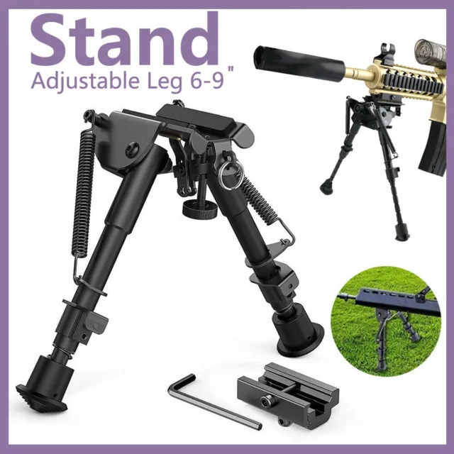 1xAdjustable Rifle Bipod 6"-9" Height Quick Deploy Shooting Sniper Hunting Stand
