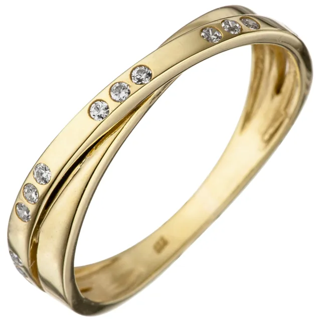 NEU ECHT OVP: Damen Ring 333 Gold Gelbgold 15 Zirkonia Goldring