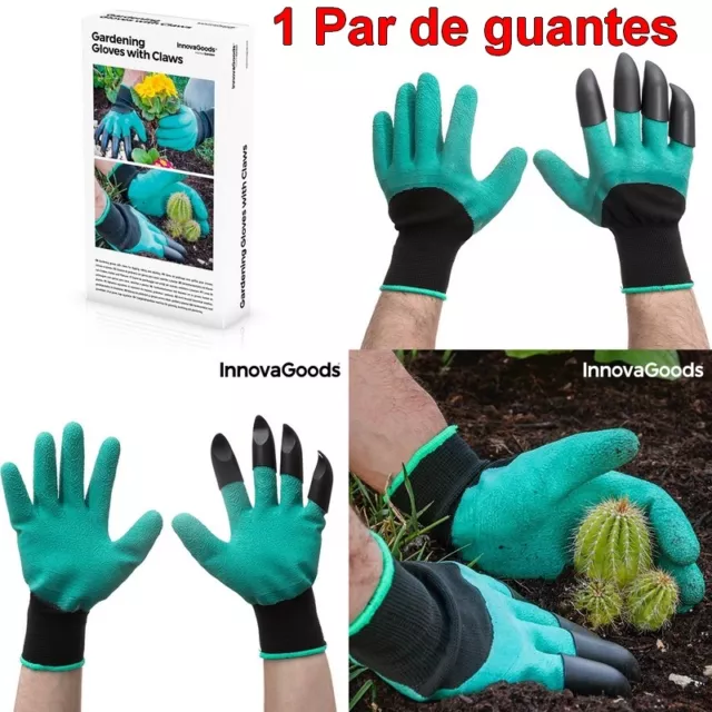 1 Par de Guantes Jardineria latex con 4 Garras para Cavar,resistentes,duraderos