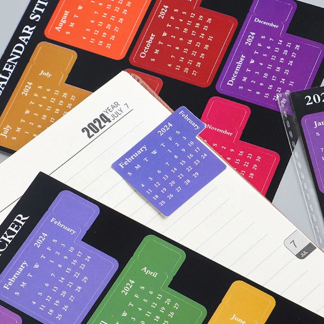 1 Set of Monthly Stickers Notebook Tabs Self-adhesive Calendar Stickers Diary
