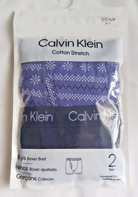 Calvin Klein Boys Boxer Briefs Underwear 2 pack Boxer Brief  size S (6/7) NEW